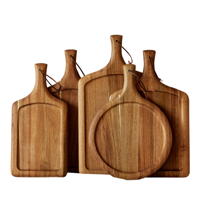 Tabla de Madera de Acacia para Asado y Pizza | Bandeja Rústica Artesanal Mayorista