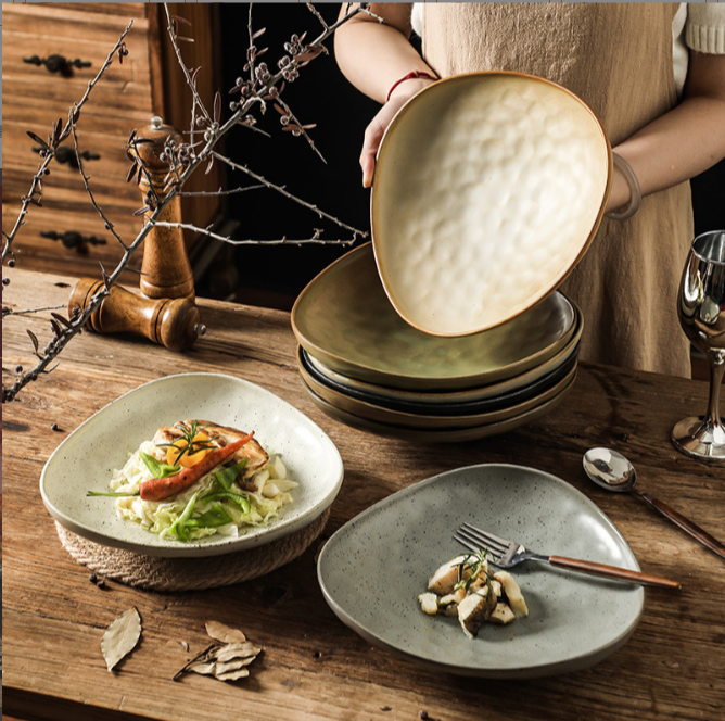 Plato Hondo de Cerámica Gres Estilo Japonés | Vajilla Rústica Vintage para Sopa, Ensalada y Pasta — Mayorista