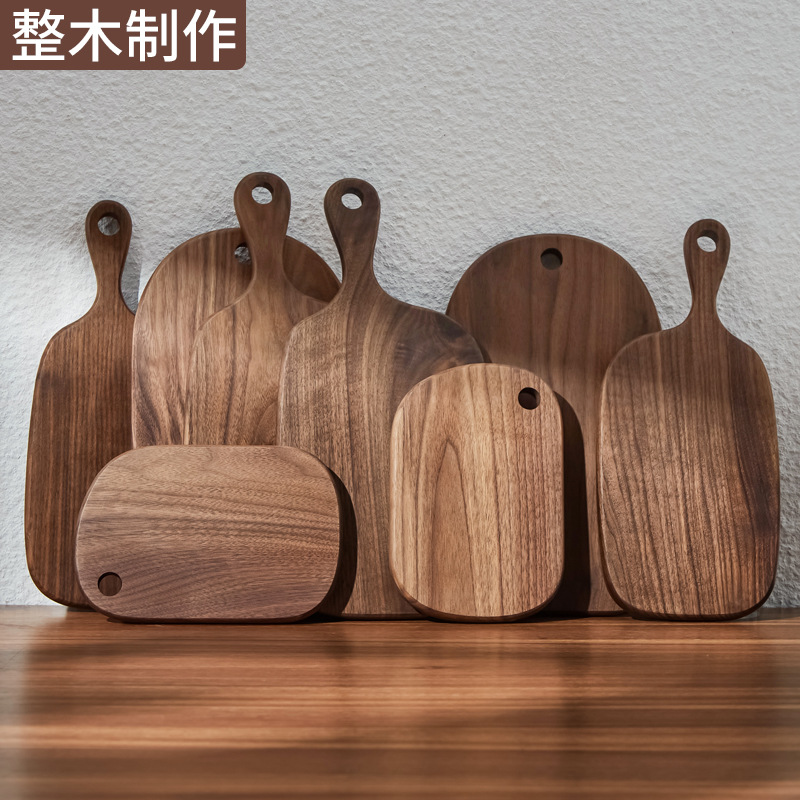 Tabla de Cortar y Servir de Nogal Negro Americano Maciza | Plato de Pizza, Asado y Tostadas | Diseño Retro Premium — Mayorista B2B