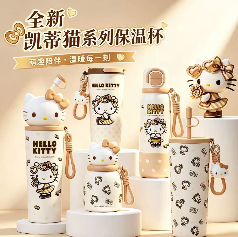 Vaso Térmico Hello Kitty con Pajita — Alta Capacidad, Diseño Kawaii, Regalo Perfecto para Amigas y Parejas