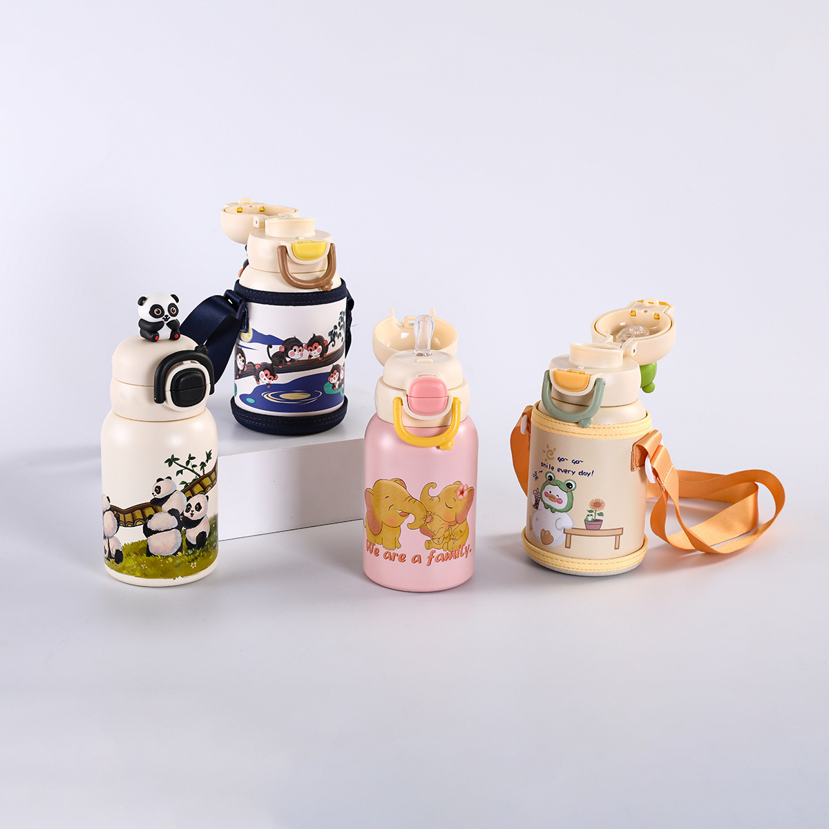Termo para Niños con Diseño de Animales y Doble Apertura — 500 ml, Acero Inoxidable 316