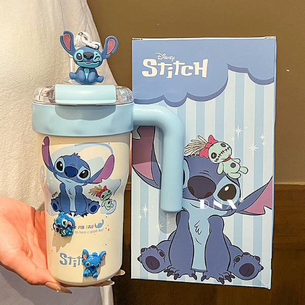  Vaso Térmico Disney Stitch de Gran Capacidad con Infusor y Doble Tapa — 800 ml