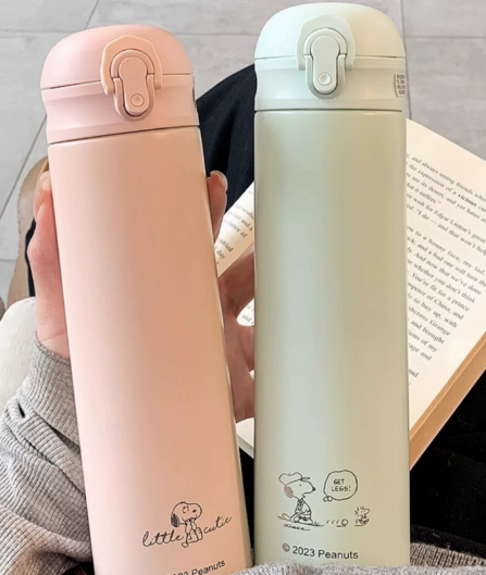 Vaso Térmico Snoopy con Pajita 500ml - Termo de Acero Inoxidable 316 para Estudiantes y Regalo
