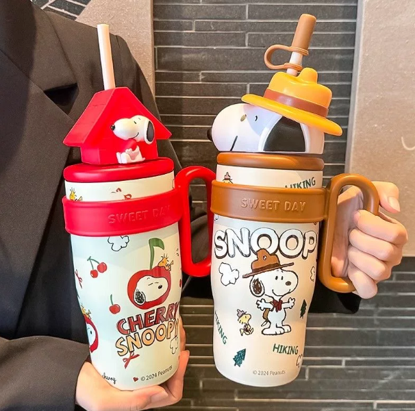 Vaso Térmico Gigante Snoopy 2026 con Pajita y Filtro de Té - Termo 316 de Gran Capacidad para Mujer y Oficina