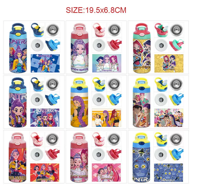 Vaso Térmico K-pop Demon Hunters 400 ml con Asa | Acero Inoxidable + PP | 4 Colores y 30 Diseños de Personajes