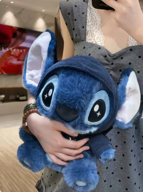 Peluche Stitch para dormir, muñeco de felpa 28–80 cm con rotación 360°, regalo de cumpleaños