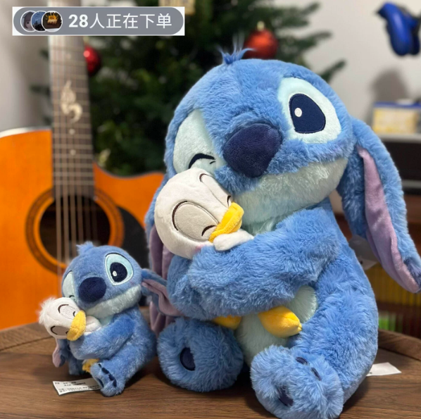Peluche gigante Stitch abrazando pato, muñeco de felpa 30–80 cm, 4 diseños, regalo de cumpleaños para niñas