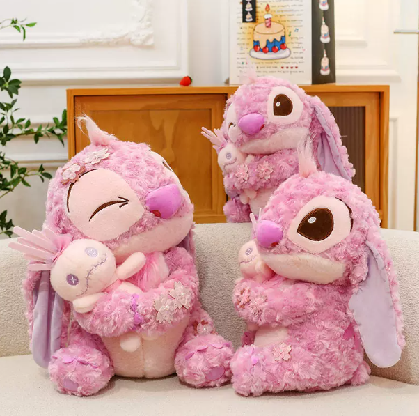 Peluche Stitch Sakura Xiao Jin, Peluche de Stitch de Felpa Rosa Suave para Niñas y Venta Mayorista