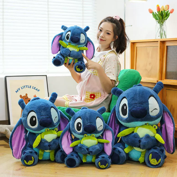 Peluche Stitch Abrazando Rana, Peluche de Stitch con Rana para Cojín y Regalo de Cumpleaños