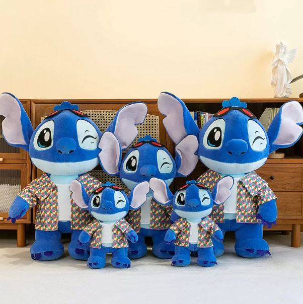 Peluche Stitch Verano con Gafas de Sol y Camisa, Peluche de Stitch Cool para Niños y Cojín