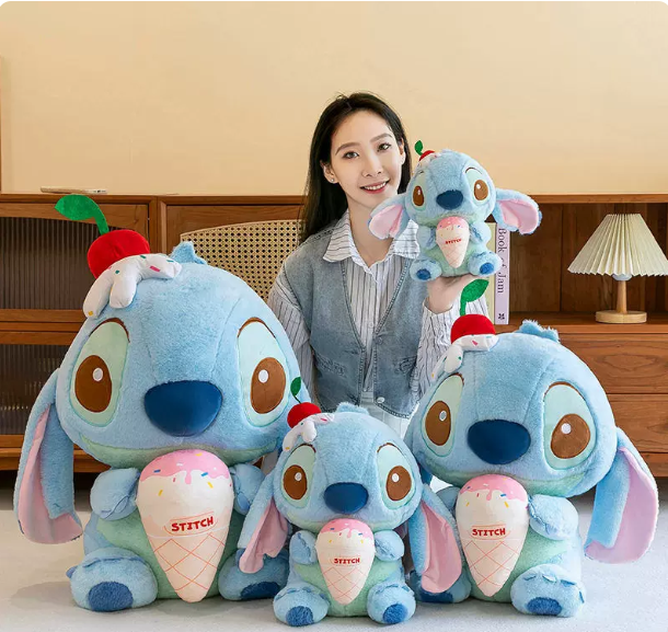 Peluche Stitch Helado, Peluche de Stitch Ice Cream para Cojín y Regalo de Cumpleaños