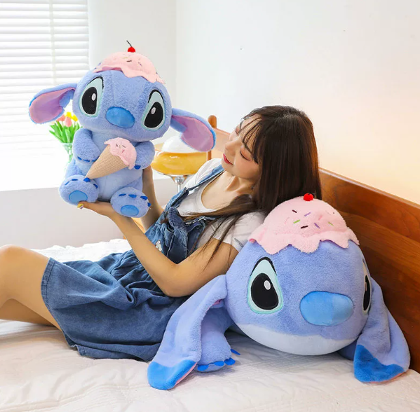 Peluche Disney Stitch Helado Fábrica – Muñeco de Peluche para Niños en Posición Sentada y Acostada
